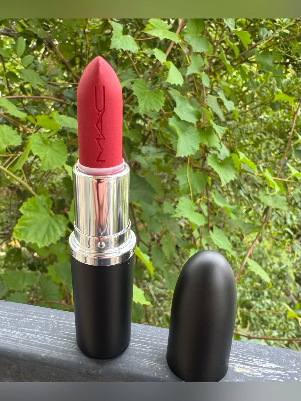 M·A·Cximal Silky Matte Lipstick in the classic shade Russian Red 612. A rich, in